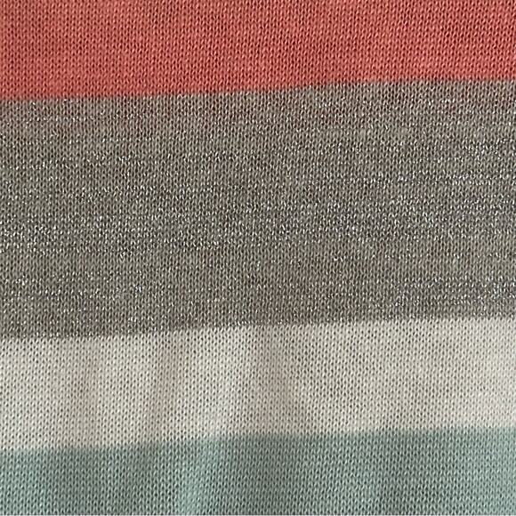 LOFT Shimmer Striped 3/4 Sleeve Sweater Size Small Lightweight Metallic Silver - Picture 5 of 6